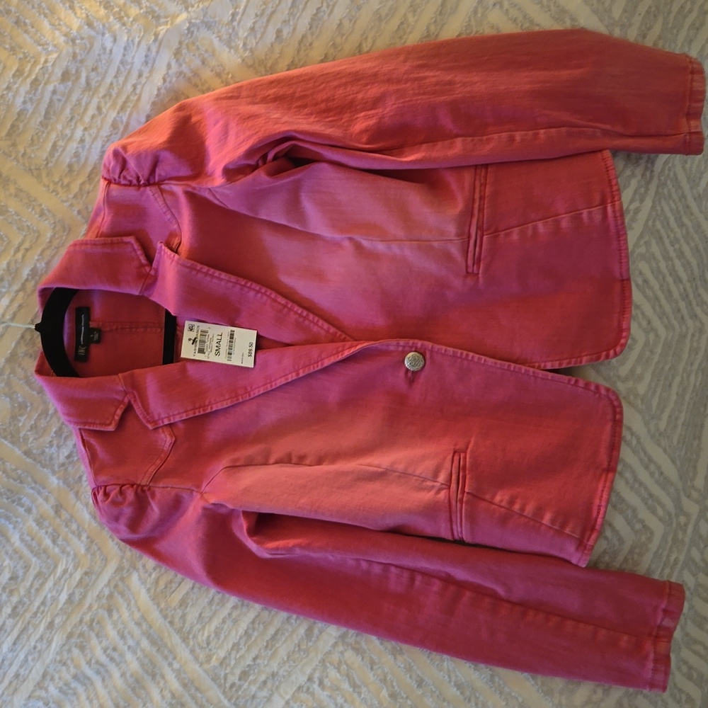 INC International Concepts pink denim puff sleeve blazer S